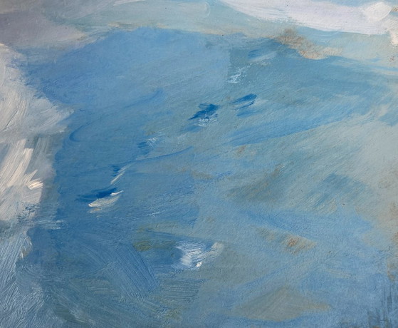Image 1 of Original Oil Painting Winter Village Landscape Quiet village in winter