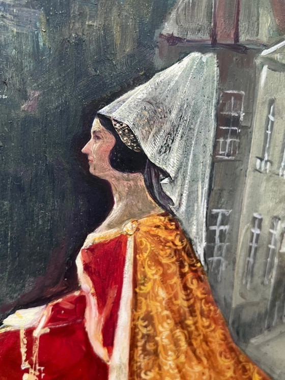 Oil on panel Countess of Flanders – Paintings & Drawings, Wood (photo 3 of 9)