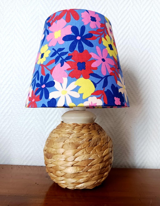 2x wicker lamps and custom-made 1970 shades