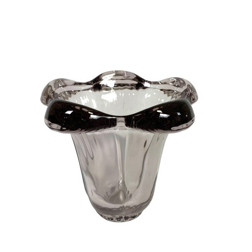Jarrón de cristal de paredes gruesas estilo Daum, años 50