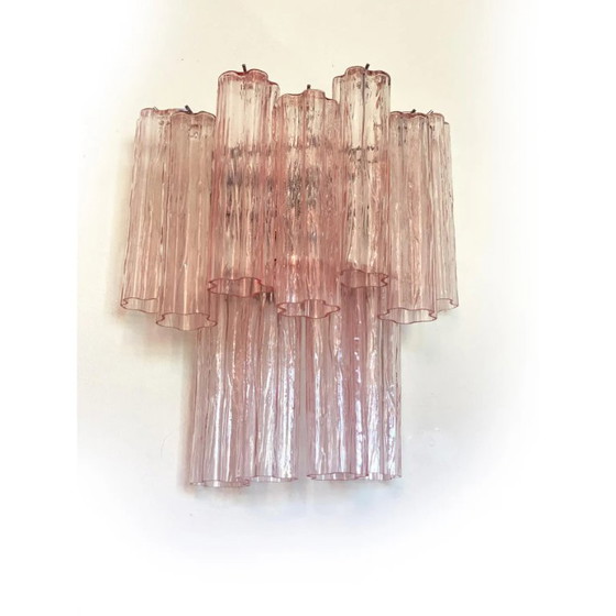 Image 1 of Applique murale contemporaine rose Murano de style Venini