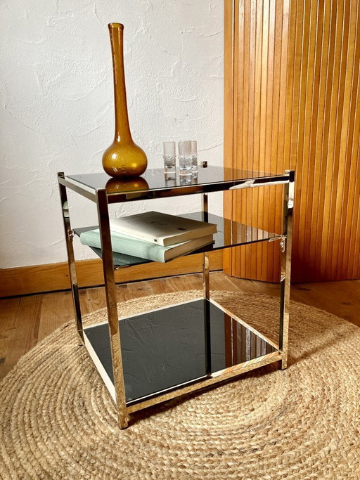 Gold-plated metal side table, in the style of the Jansen company, 1970s