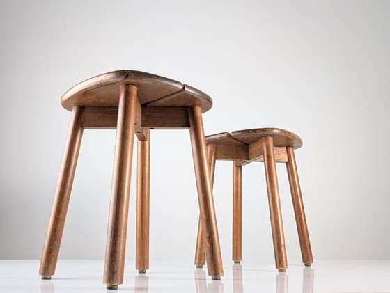 Image 1 of Coppia di sgabelli in legno di Pierre Gautier Delaye, Francia, anni '60