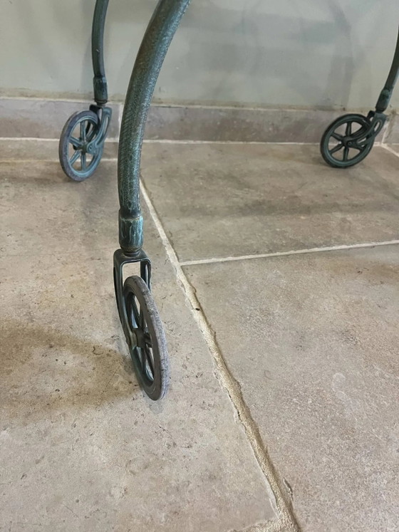 Patinated green-grey wrought iron dessert table – Bar carts, Glass, Art Nouveau (photo 10 of 16)