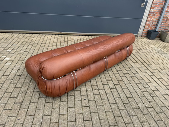 Image 1 of Cassina Soriana original de los años 70 de 4 plazas + 2x1 plazas Tobia & Afra Scarpa en cuero coñac