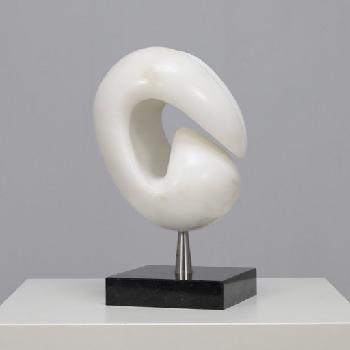 Sculpture abstraite en marbre sculptée à la main, design moderne néerlandais, années 1990