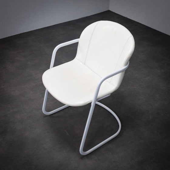 Image 1 of Set di 4 sedie da pranzo in pelle disegnate da Gastone Rinaldi per Thema, Italia, anni '70.