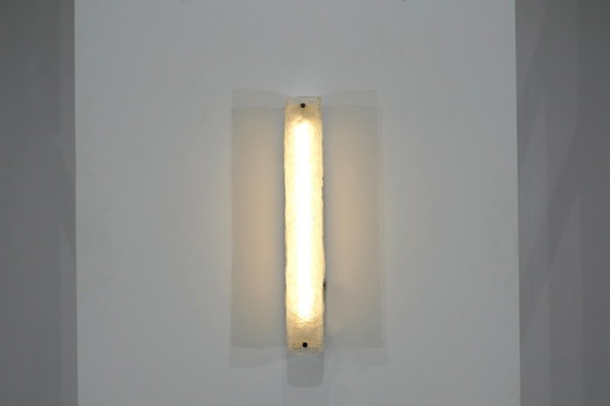 Aplique rectangular de cristal texturizado, Vidrio, Metal, Transparente, 1970 (foto 5 de 15)