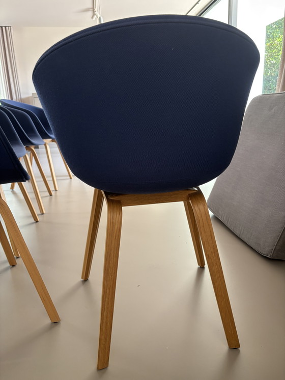 Te Koop. 5 Blauwe Stoelen Merk Hay – Eetkamerstoelen, Wood, Cotton (photo 9 of 10)