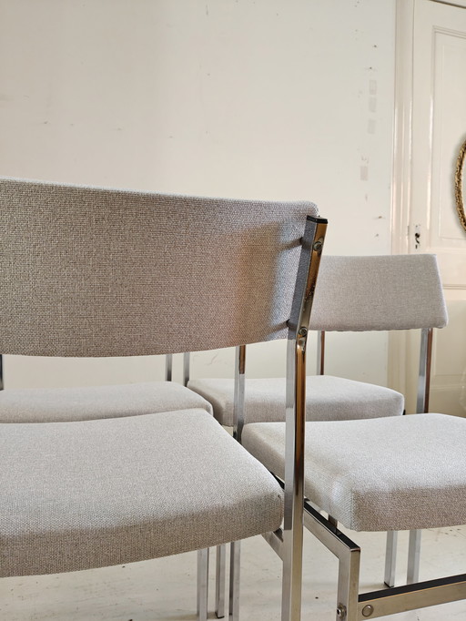 Vintage Rohrrahmen Esszimmerstühle neu gepolstert