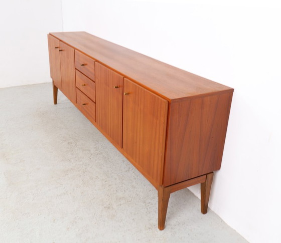 Vintage teak Sideboard with doors and drawers, 1960s, Wood, Brown, Mid Century Modern (photo 7 of 11)