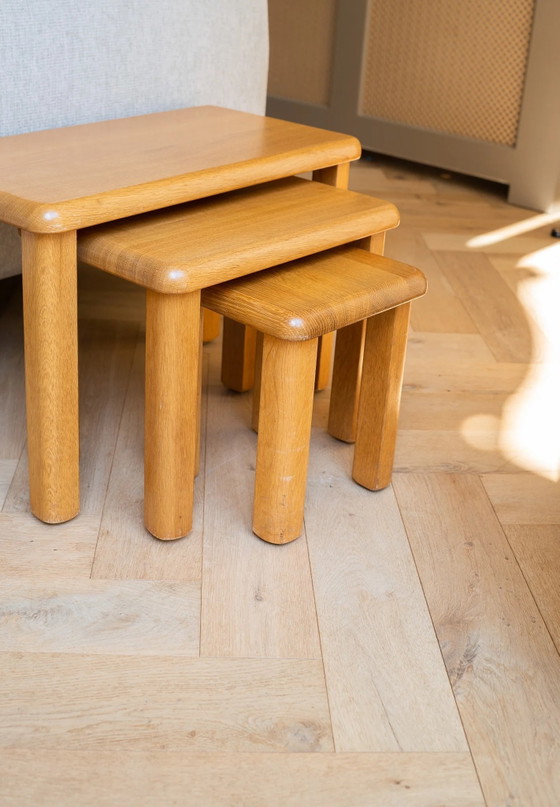 Image 1 of Vintage brutalist 60s/70s oak nesting tables