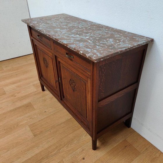 Antiek Vintage Dressoir Ladekast Commode Met Marmer Blad – Marble (photo 5 of 12)