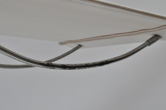 Image 1 of Set van 4 sledeframe stoelen – chroom & linnen (Chioccarello Lino) – herbekleed