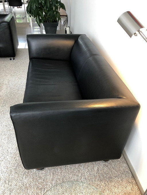 Sofá de dos plazas de cuero negro Gelderland 4800 Henk Vos