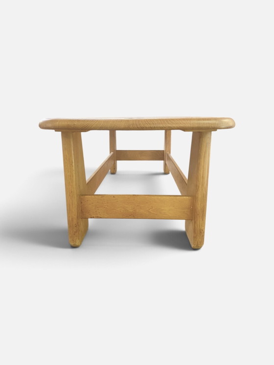 Brutalist Coffee Table in Solid Oak, Elephant Legs, Belgium 1970, Wood, Brown (photo 3 of 7)