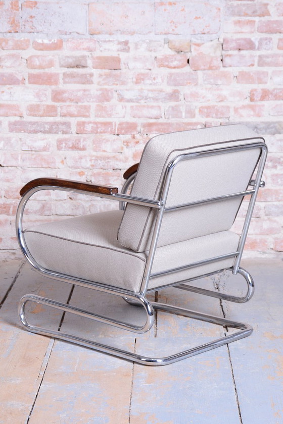 Restored Bauhaus Double Suspension Chair, Halabala, UP Zavody, Oak, Czech, 1930s – UP Závody, Armchairs (photo 9 of 16)
