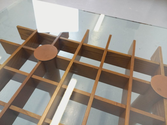 Image 1 of Vintage square Italian coffee table Kyoto by Gianfranco Frattini for Knoll in ash wood and glass from the 1970s