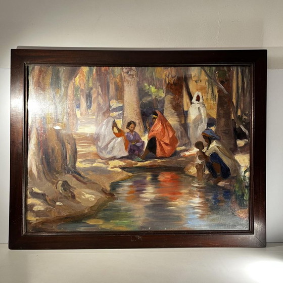 Charles Ernest Smets, Oasis de Tinghir, Maroc, années 1940, Huile sur toile, Encadré – Peintures et dessins (photo 11 of 12)