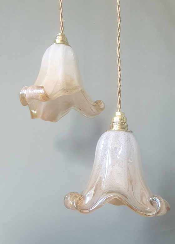 Image 1 of Set of 2 Vintage Murano pendant lamps - Mid century - Italy