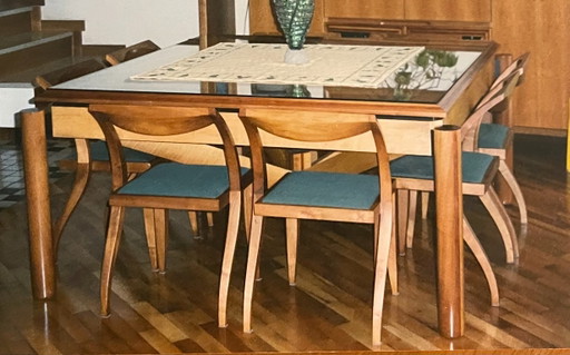 Set van 8 Arlekin-Porada stoelen (vintage design uit de jaren 90) – eetkamerstoelen, Wood