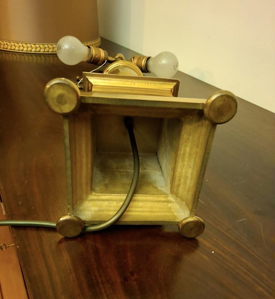 Image 1 of messing tafellamp dubbele lamp met trekkoord 