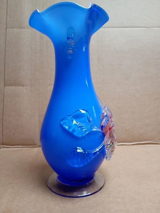 Image 1 of Vintage Murano Style Vase – Hand-blown Cobalt Blue Glass – 1970s