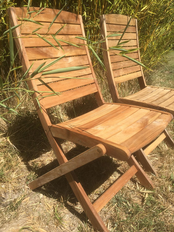 Image 1 of Paar vintage opvouwbare tuinstoelen