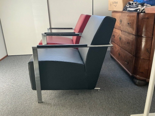 Splendido set di poltrone Harvink Alowa nere e rosso scuro. – fauteuils, Leather (photo 2 of 5)