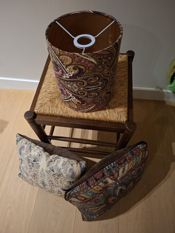 Image 1 of Handmade cushion covers (2x) & 2-in-1 lampshade for table lamp or pendant lamp – Paisley wool – V. Fraas fabric