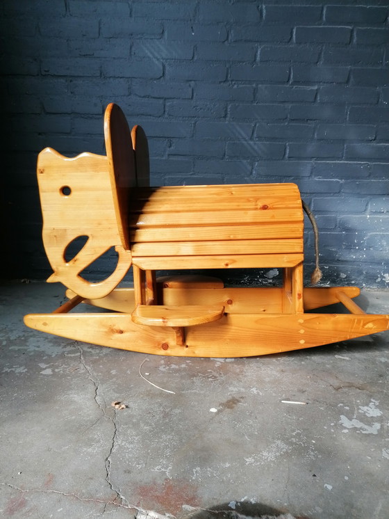 Image 1 of Scandinavische Schommelende Olifant Houten Vintage Kinderspeelgoed