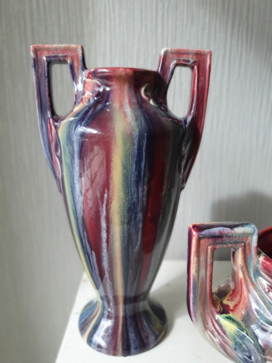 French Art Deco Cabinet Set – Louis Gueule Vierzon – Ca 1930 – Vases, Ceramic (photo 2 of 13)