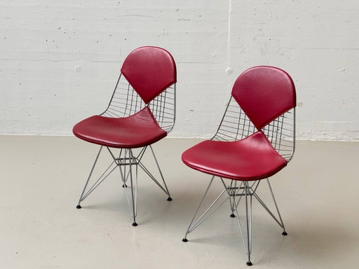 2 Bikini-stoelen van Vitra met rood leer, jaren 80