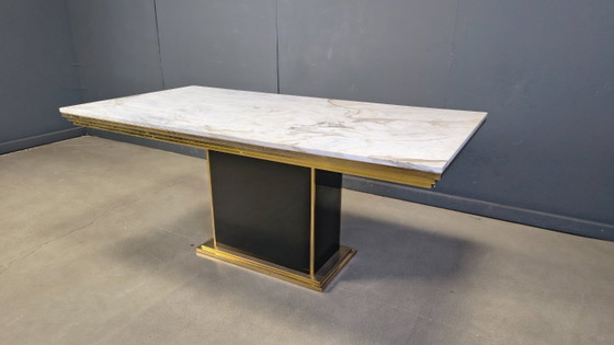 Image 1 of Vintage white marble and brass dining table, 1970s