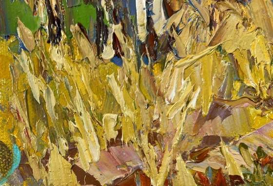 Image 1 of Original Oil Painting Summer Nature Landscape At the forest edge