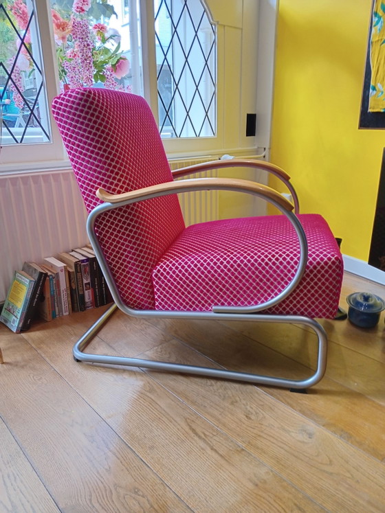 Gispen Classic 407: in roze cyclaam. – Fauteuils, Textiel, Hout (photo 3 of 7)