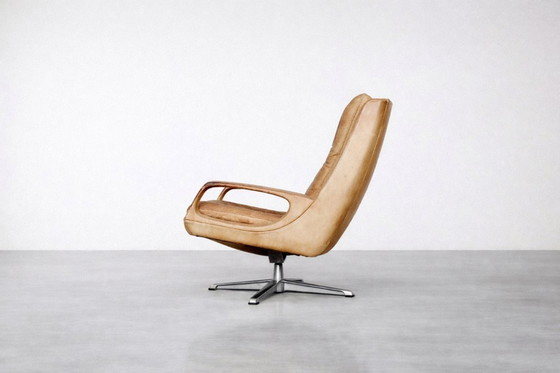 Image 1 of Vintage Mid-Century German Modern Leather Swivel Chairs by Carl Straub, 1950s, Set of 2