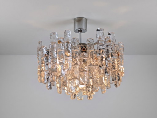 Lampadario Kalmar in vetro effetto ghiaccio, Austria, anni '70 – kroonluchters, Glass, Metal (photo 2 of 9)