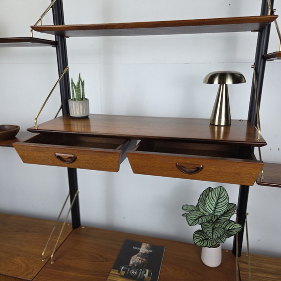 Image 1 of Louis van Teeffelen, libreria Wébé a parete in teak vintage anni '60