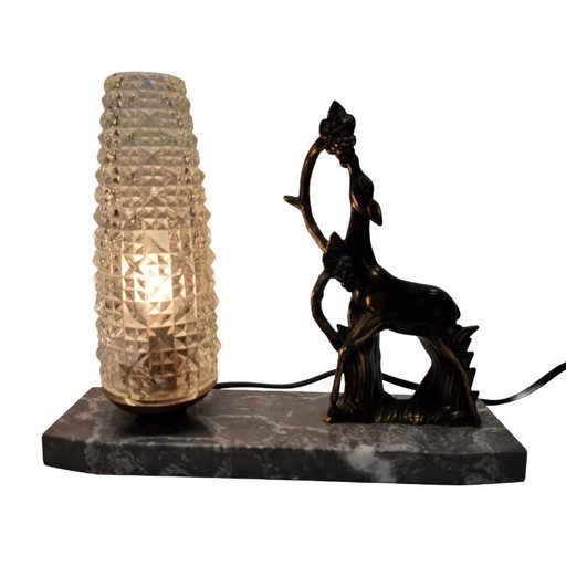 Lampada da tavolo di metà secolo con cervo