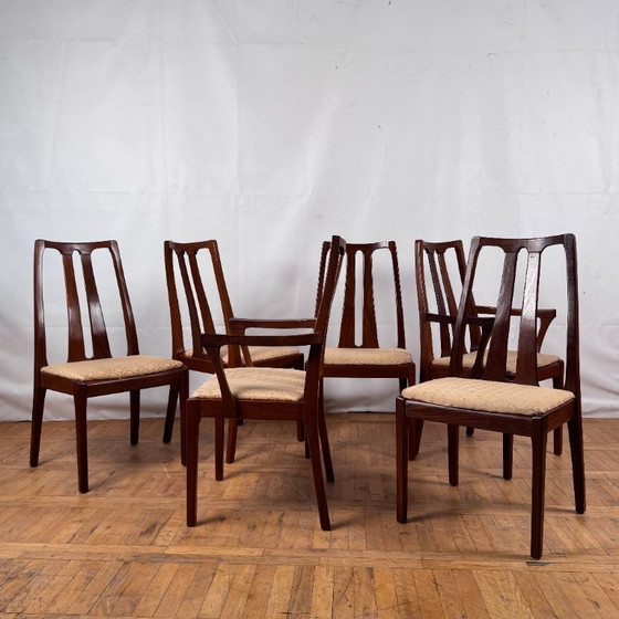 Image 1 of Set di 6 sedie da pranzo vintage in teak Nathan, anni '70 - British Mid-Century Modern