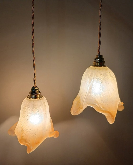 Image 1 of Set van 2 Vintage Murano hanglampen - Mid Century - Italy