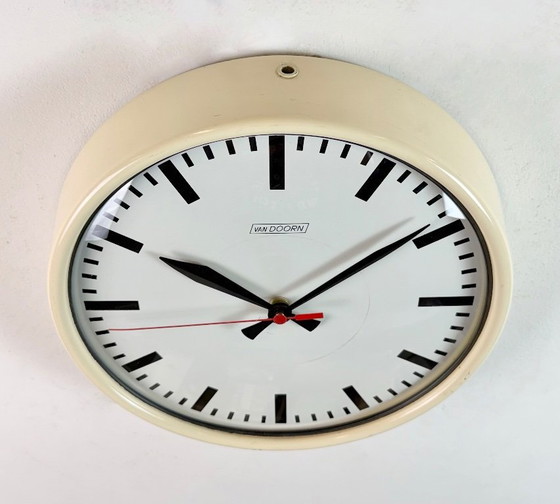 Image 1 of Vintage Beige School Wall Clock from Van Doorn, 1960s