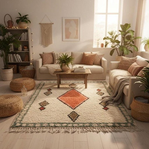 Authentisches Berber-Teppich aus Leinen, 250 x 150 cm