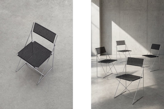Image 1 of Vintage minimalistische metalen X-Line stoelen van Niels Jørgen Haugesen voor Hybodan, jaren 70, set van 4
