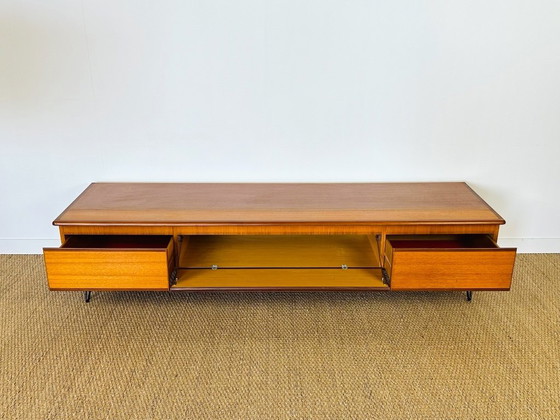 Image 1 of Low Scandinavian teak sideboard with hairpin legs, 1960