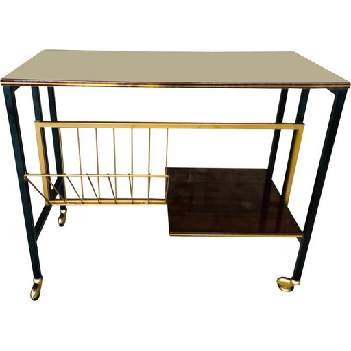 Consola vintage con almacenamiento sobre ruedas, 1970