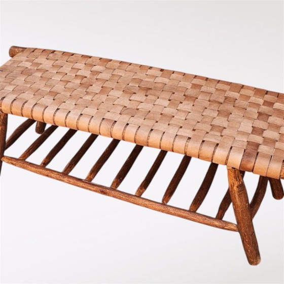 Image 1 of Panca artigianale in pelle naturale – Pouf in stile boho chic marocchino