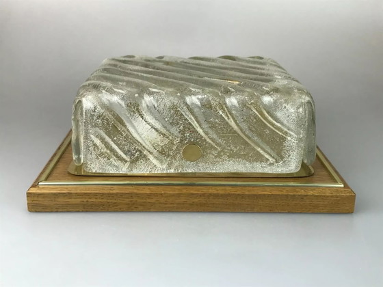 Image 1 of Lámpara de techo de los años 60 y 70, plafón empotrado de cristal de hielo, diseño de la era espacial.