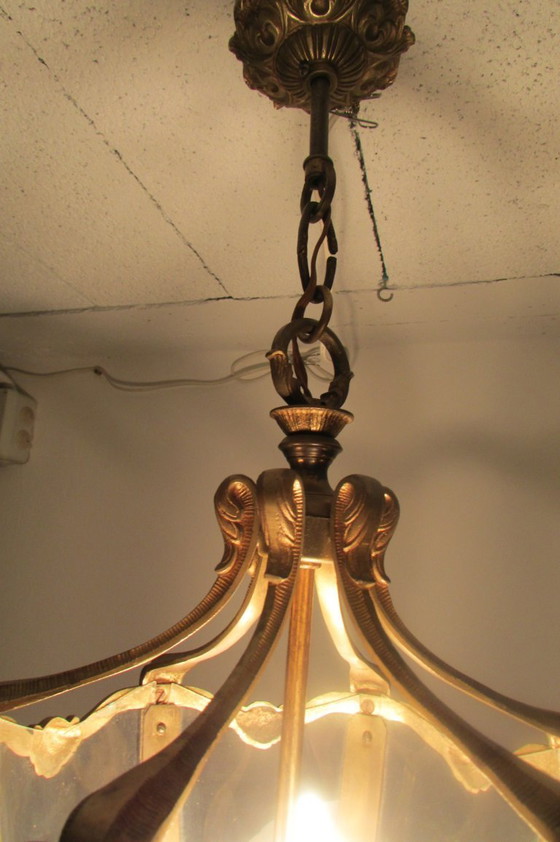 Image 1 of Lanterna d'ingresso in bronzo, 6 lati, 3 luci